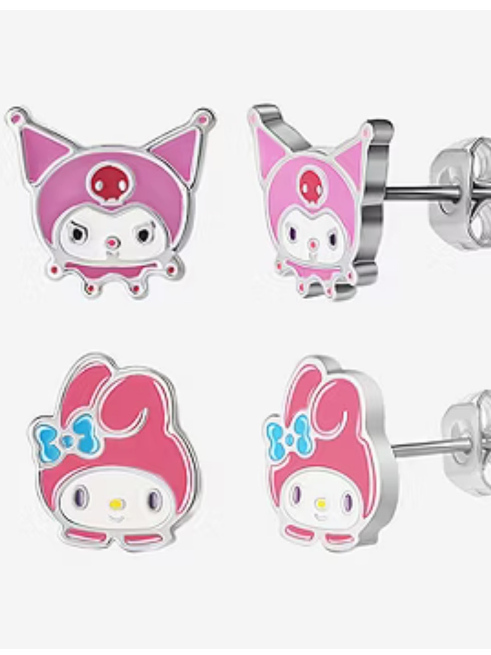 Hello Kitty | Sanrio My Melody & Kuromi Silver-Toned Stud Earrings Set